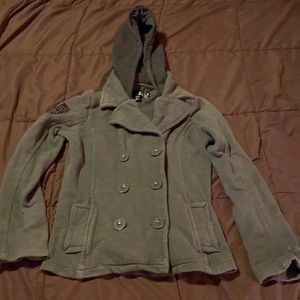 FOX womens pea coat hooded jacket womens large